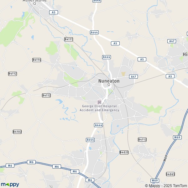 Plattegrond Nuneaton : kaart van Nuneaton (CV11 4) en praktische info