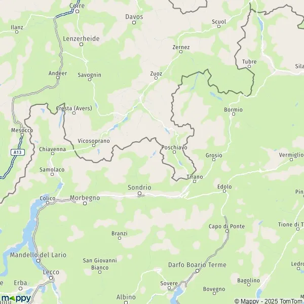 De kaart voor de Sondrio