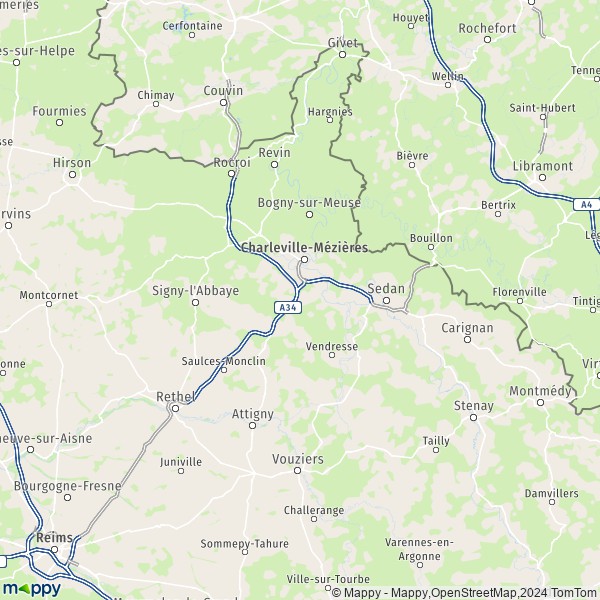 De kaart voor de Ardennen