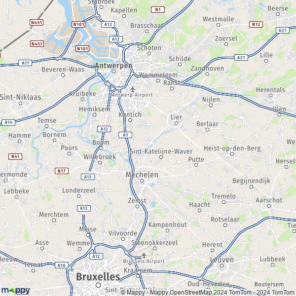 De kaart voor de Mechelen