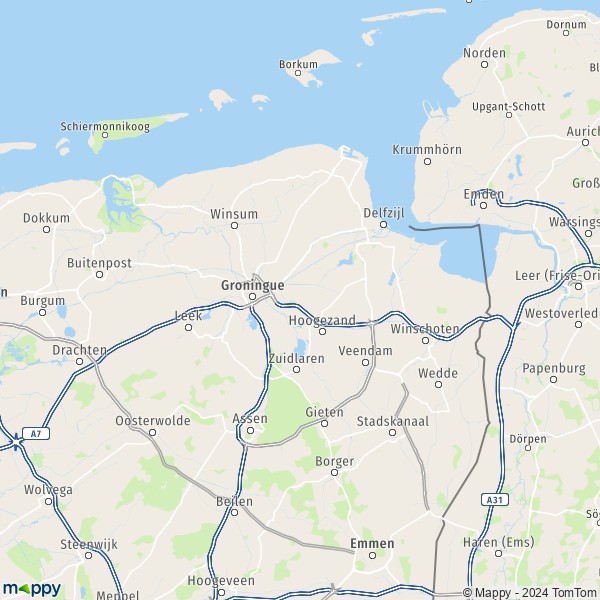 De kaart voor de Groningen