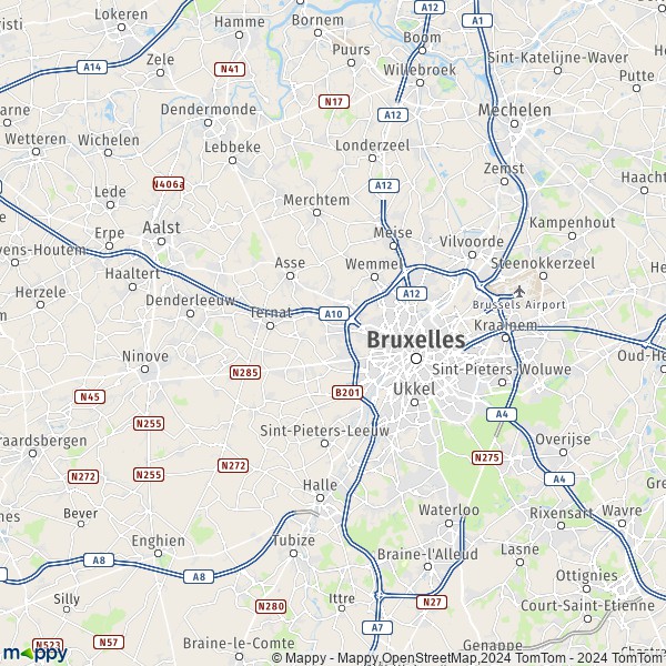 De kaart voor de Halle-Vilvoorde