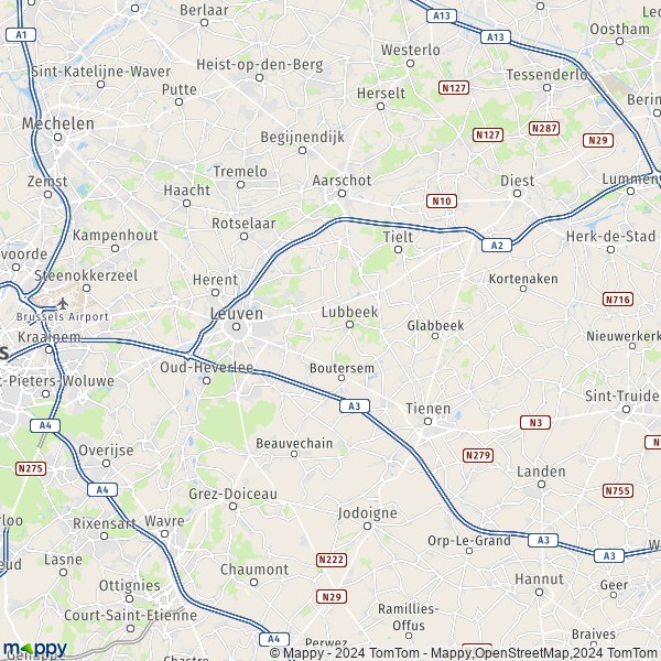 De kaart voor de Leuven