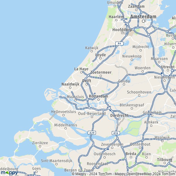 De kaart voor de Zuid-Holland