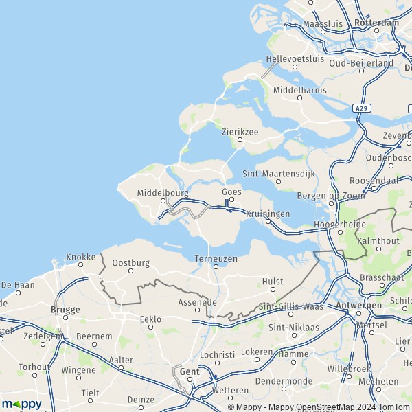 De kaart voor de Zeeland