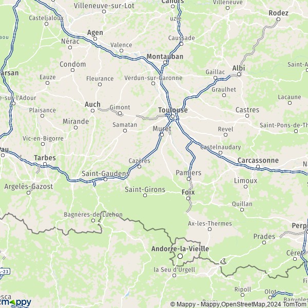 De kaart voor de Haute-Garonne