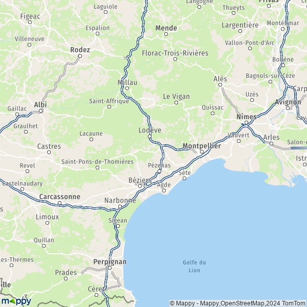 De kaart voor de Hérault