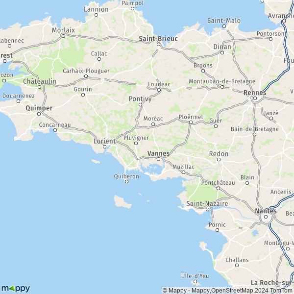 De kaart voor de Morbihan