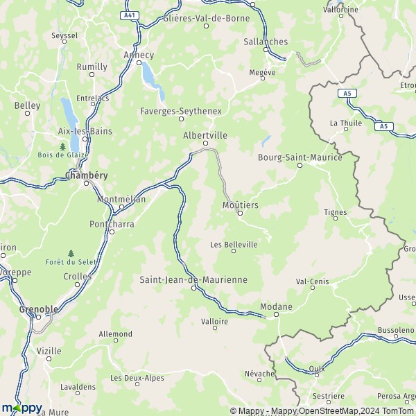 De kaart voor de Savoie