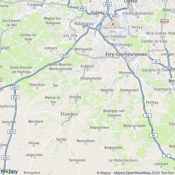 De kaart voor de Essonne