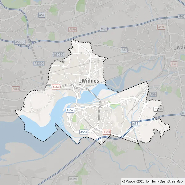 De kaart voor de Halton