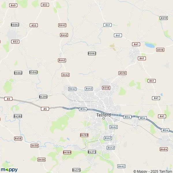 De kaart voor de Telford and Wrekin