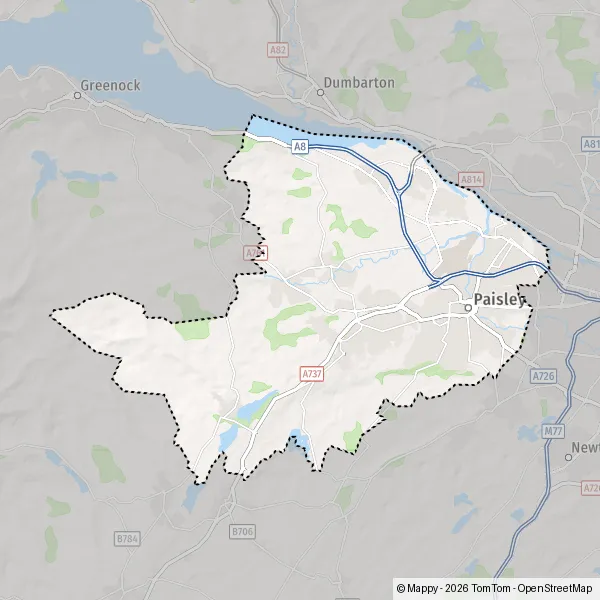 Plattegrond Renfrewshire: kaart van Renfrewshire en praktische info - Mappy