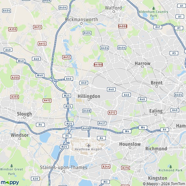 De kaart voor de stad Hillingdon HA2 9-WD3 1