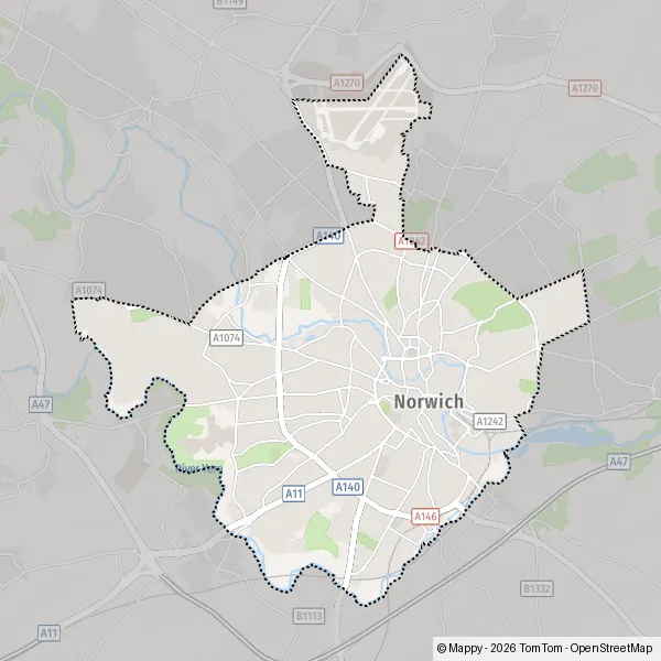 Plattegrond Norwich : kaart van Norwich (NR1 1) en praktische info