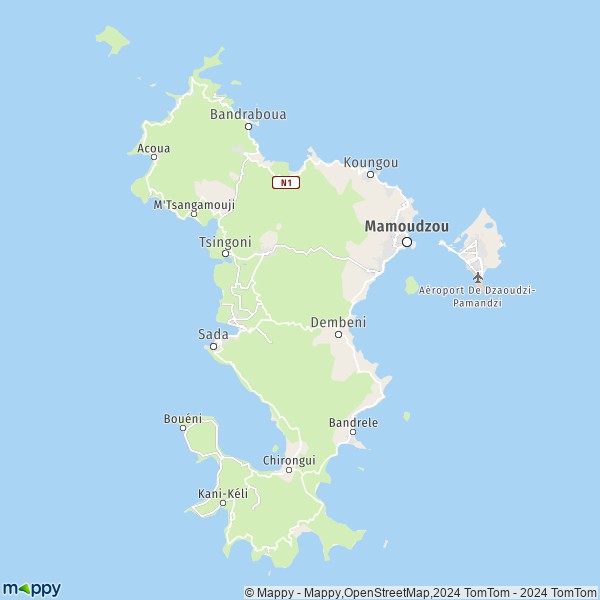 De kaart voor de Mayotte