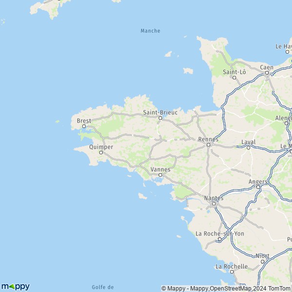De kaart voor de Bretagne