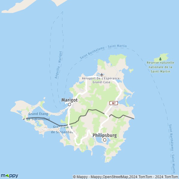 De kaart voor de Sint-Maarten