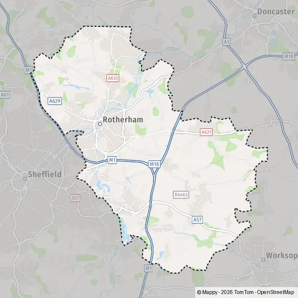 Plattegrond Rotherham : kaart van Rotherham (S60 1) en praktische info
